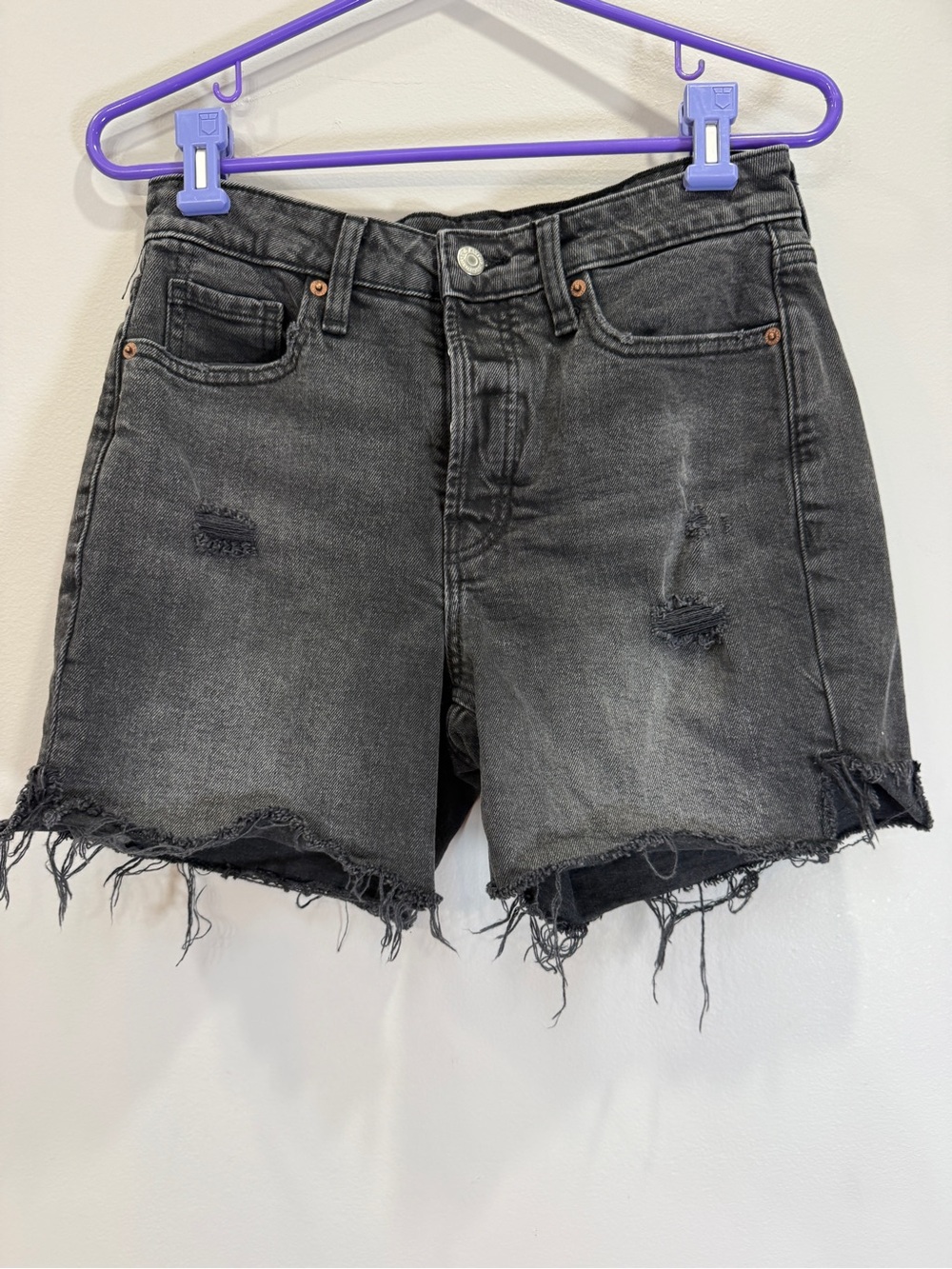 Old Navy Black Distressed Cutoff Denim Shorts